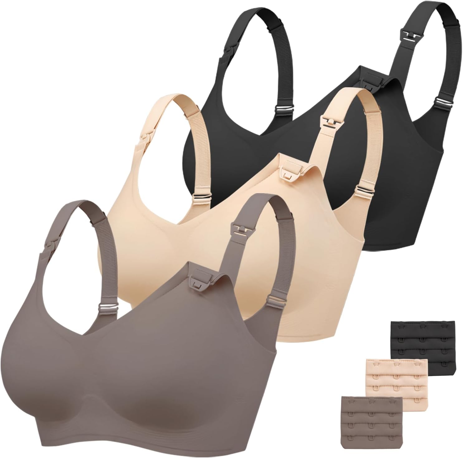 3 Pack Nursing Bras for Breastfeeding Comfort Maternity Bras for Pregnancy Wireless Seamless Breastfeeding Bras