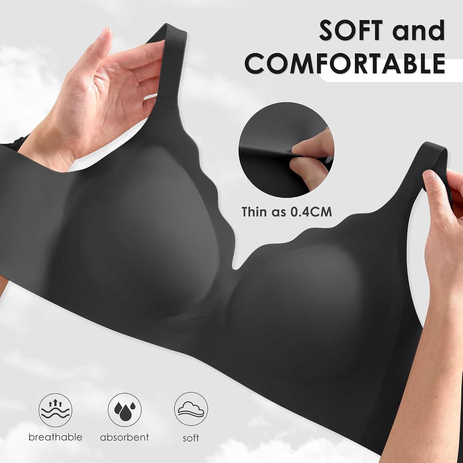 Seamless Wireless Bra for Women with Support - No Underwire Full Coverage Push Up Comfort Bras - Back Fat Smoothing - Image 2