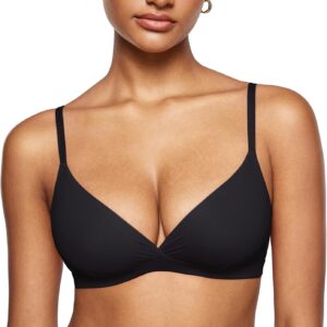 Women's Triangle Comfortable Unlined V Neck Wireless Smoothing Bra Top Stretch