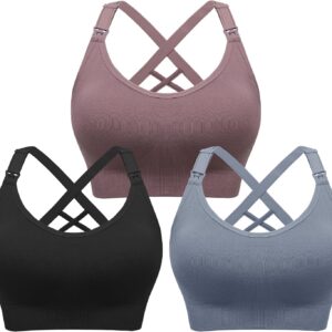 Nursing Bras for Breastfeeding, Seamless Nursing Sports Bra Support Yoga Maternity Bras Pregnancy Sleep