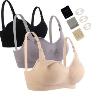 3 Pack Nursing Bra for Woman, Seamless Breastfeeding Bras